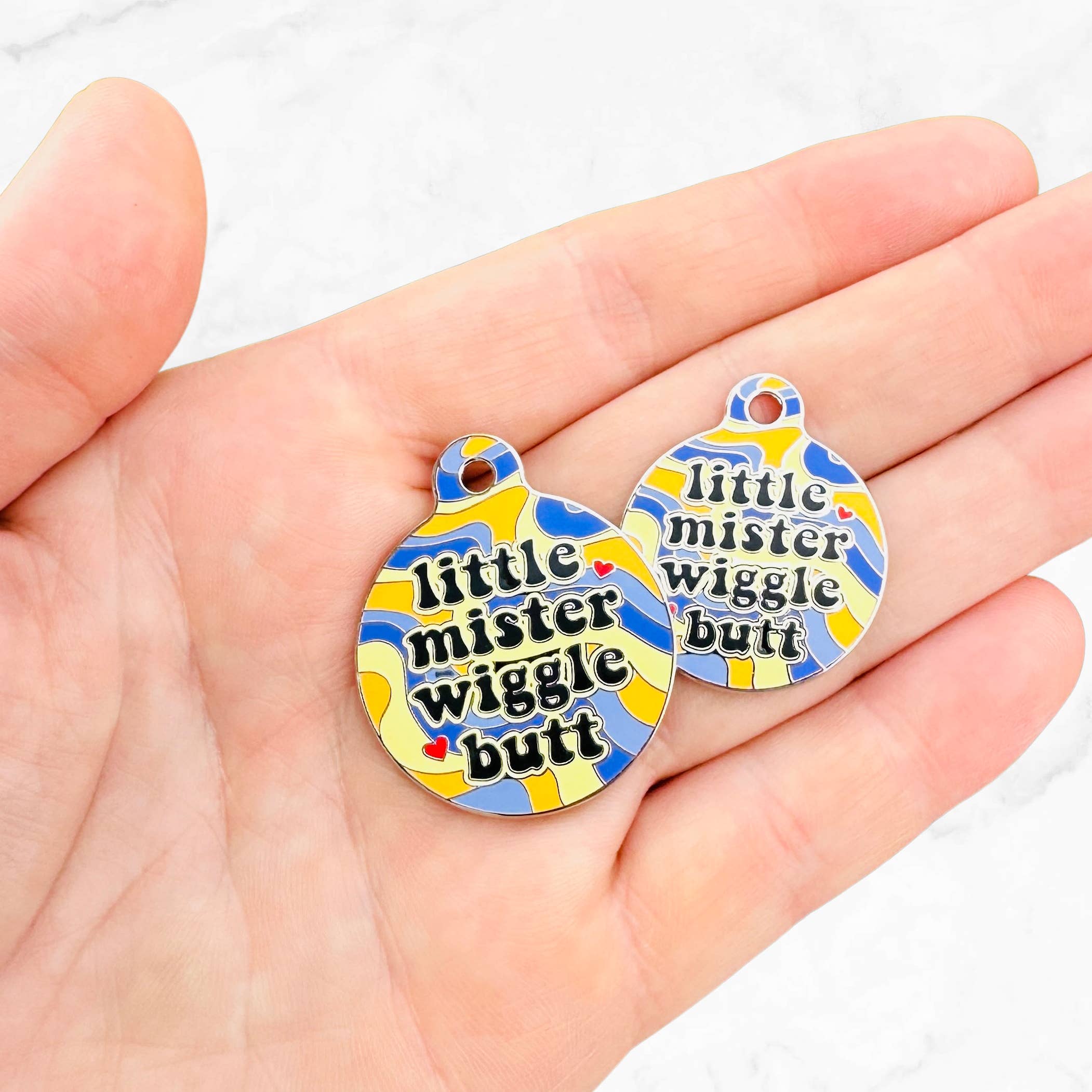 Cute Dog Charm & Pet ID Tag - Little Mister Wiggle Butt 