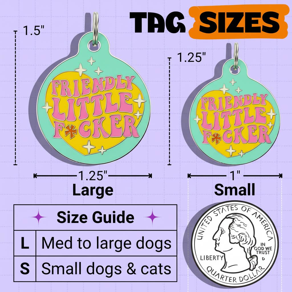 Funny Dog Charm & Pet ID Tag - Friendly Little F*cker