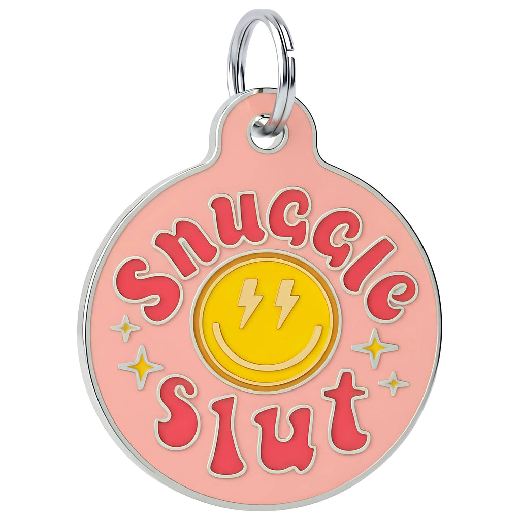 Funny Dog Tag & Pet ID Collar Charm - Snuggle Slut *Pink