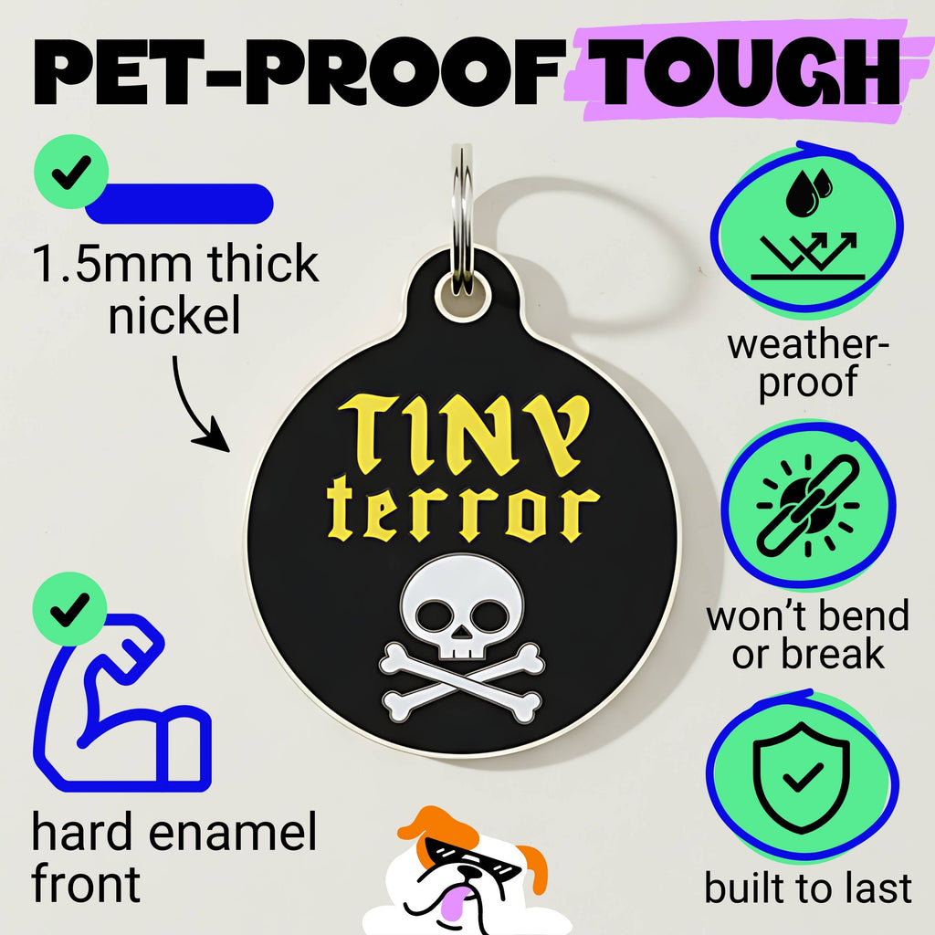 Funny Dog Charm & Pet ID Tag - Tiny Terror 