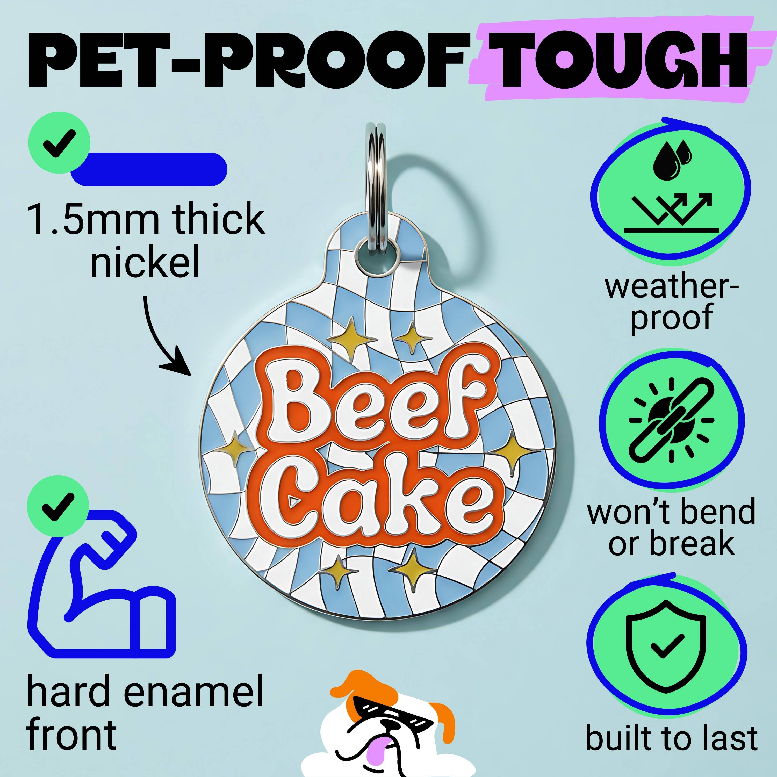 Cute Pet ID Tag & Dog Collar Charm - Beefcake 
