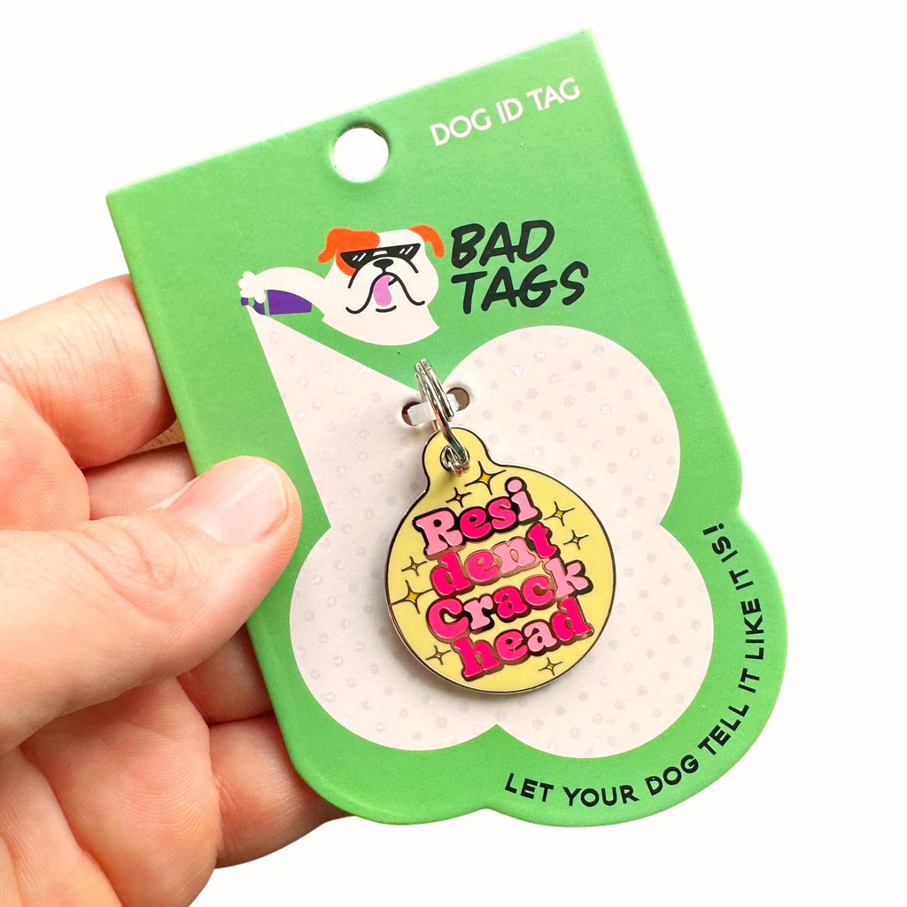 Enamel Pet Charm or Digital ID  - Resident Crackhead *Yellow