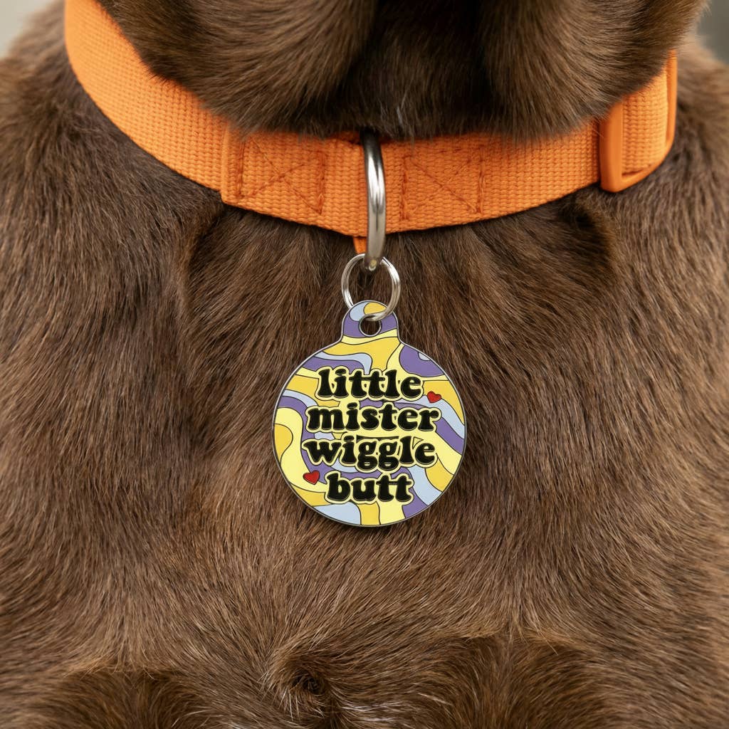 Cute Dog Charm & Pet ID Tag - Little Mister Wiggle Butt 