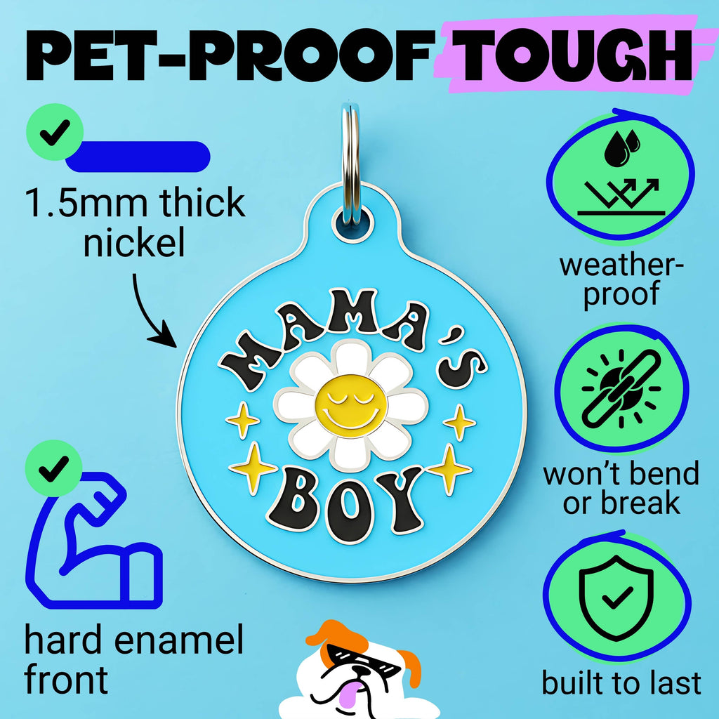 Cute Pet Tag & Dog Collar Charm - Mama's Boy *Blue