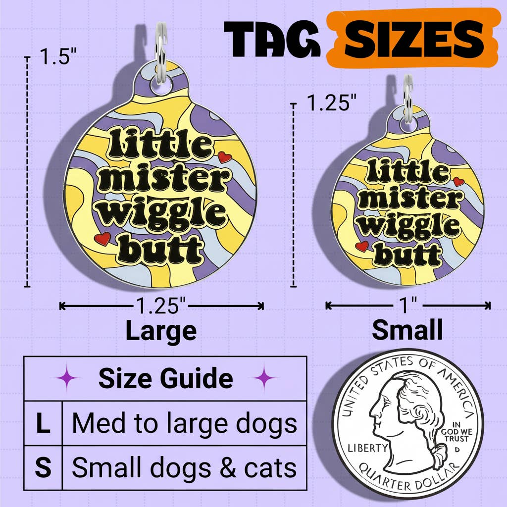 Cute Dog Charm & Pet ID Tag - Little Mister Wiggle Butt 