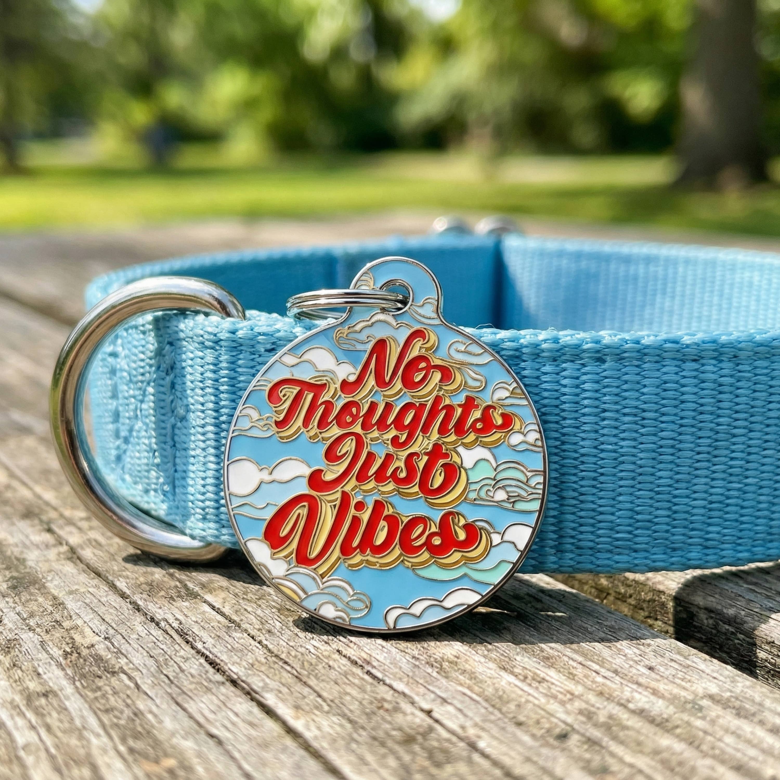 Funny Dog Charm & Pet ID Tag - No Thoughts Just Vibes