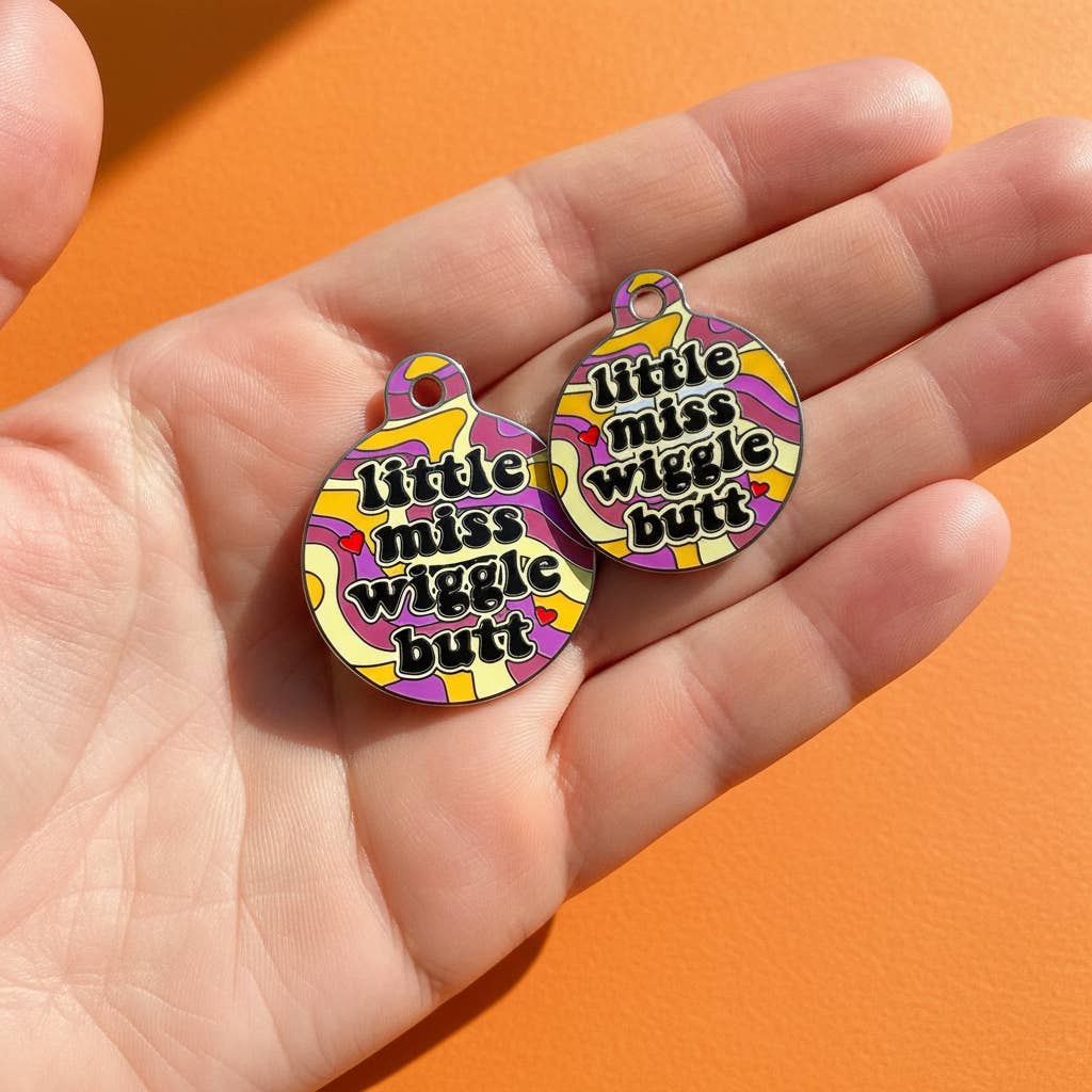 Funny Dog Charm & Pet ID Tag - Miss Wiggle Butt
