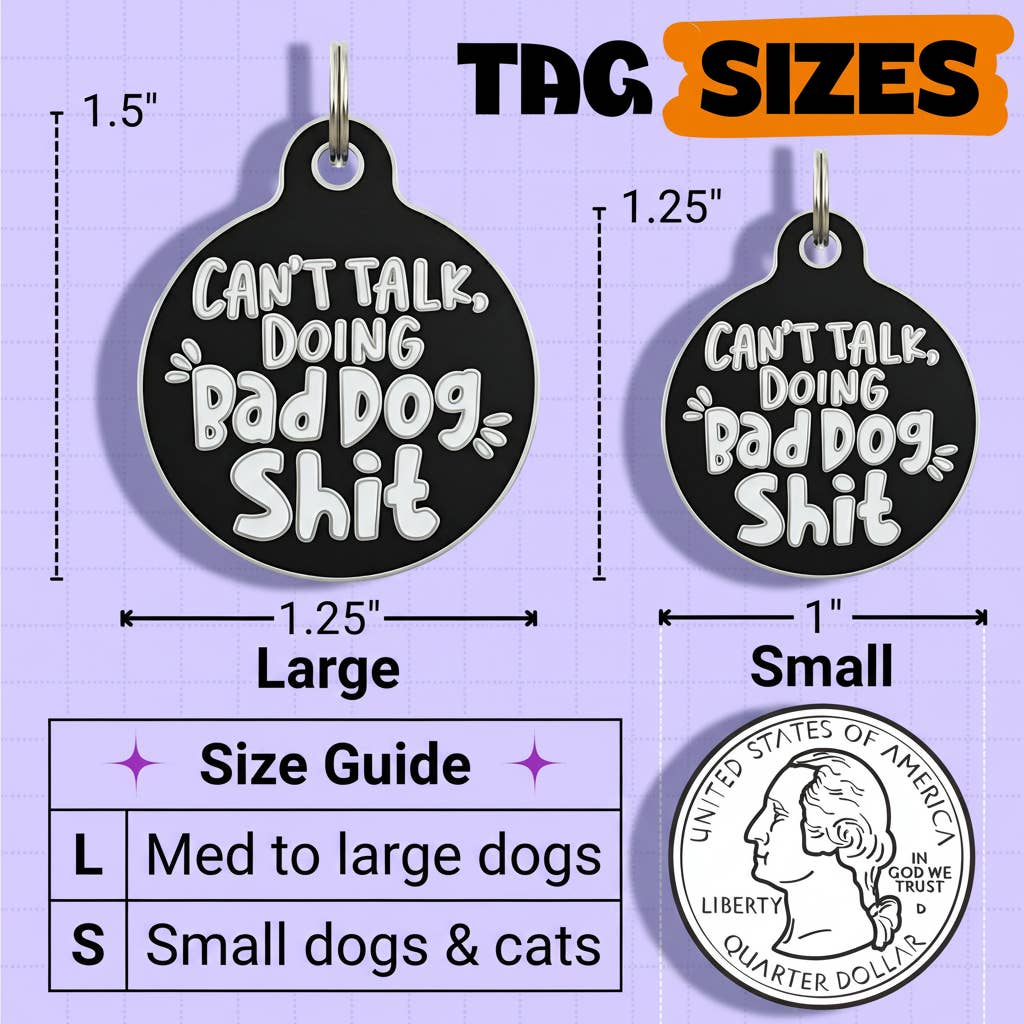 Funny Dog Tag Charm & Pet ID Accessory - Bad Dog Shit