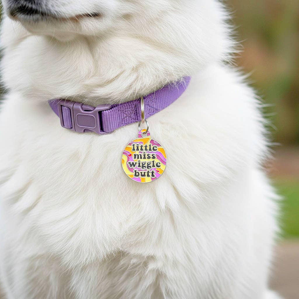 Funny Dog Charm & Pet ID Tag - Miss Wiggle Butt